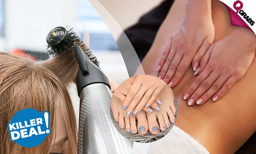 Killer Beauty Deal: Swedish Massage + Moroccan Bath with Normal Blow-Dry + Threading + Mani-Pedi & More!